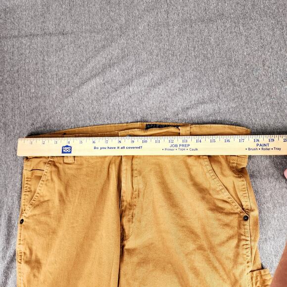 WXYZ Carpenter Short sz 34 Caramel Cognac Brown Stretch Cargo Pocket Workwear 8" - Picture 6 of 11